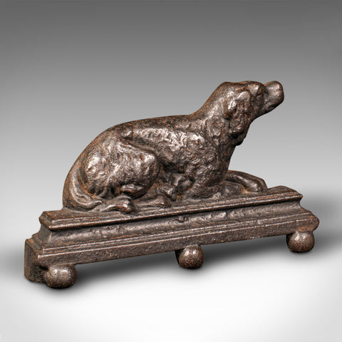 Small Antique Dog Door Stop, English, Iron, Decorative Doorstopper, Victorian