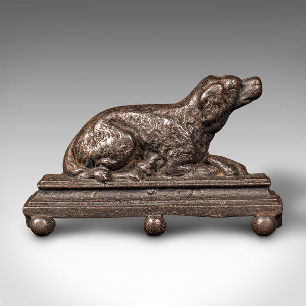 Small Antique Dog Door Stop, English, Iron, Decorative Doorstopper, Victorian