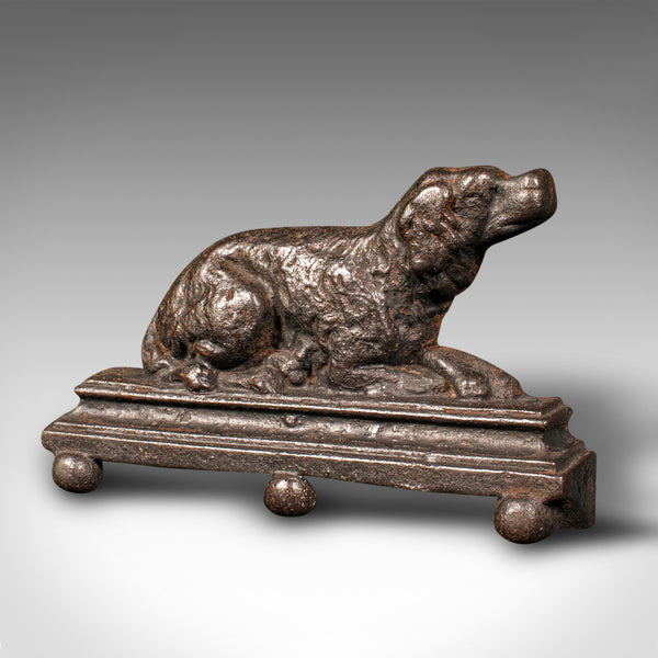 Small Antique Dog Door Stop, English, Iron, Decorative Doorstopper, Victorian