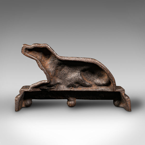 Small Antique Dog Door Stop, English, Iron, Decorative Doorstopper, Victorian