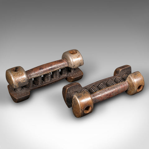 Pair Of Antique Sprung Dumbbells, Wrist Trainers, Exercise, Sandow, Victorian