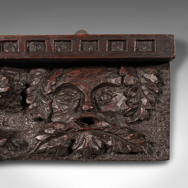 Antique Decorative Wall Bracket, English, Carved Oak, Frieze, Gothic, Victorian