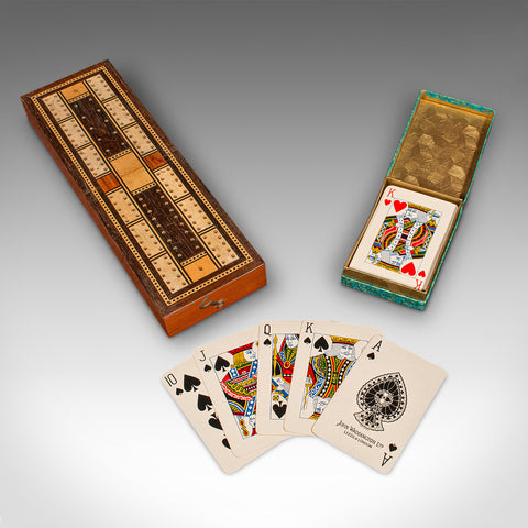 Antique Cribbage Game Case, English Gaming Box, Playing Cards, Edwardian, C.1910