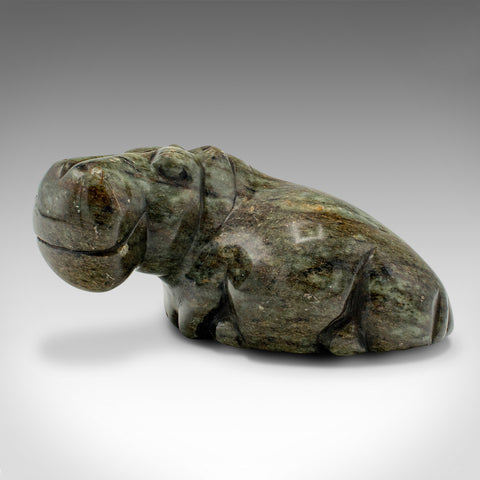 Small Antique Hippopotamus Figure, African, Soapstone, Hand Carved, Victorian