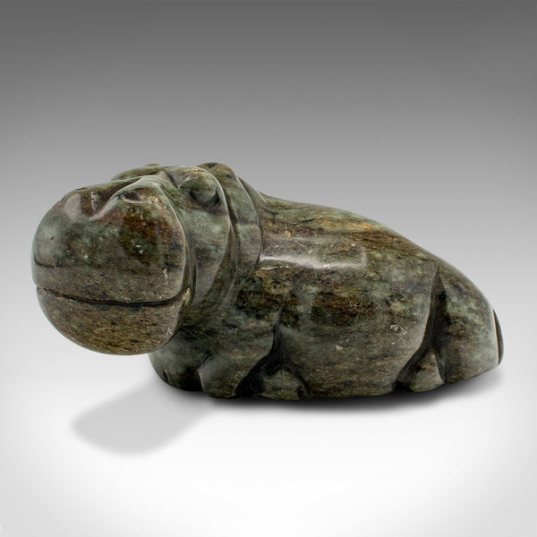Small Antique Hippopotamus Figure, African, Soapstone, Hand Carved, Victorian