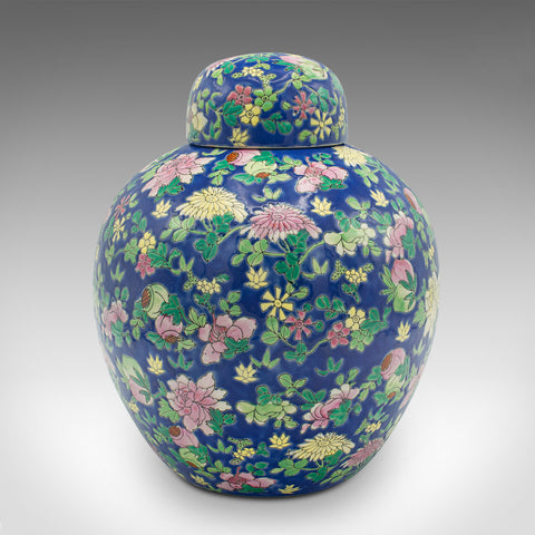 Vintage Art Deco Ginger Jar, Chinese, Ceramic, Decorative Spice Pot, Mid Century