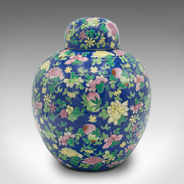Vintage Art Deco Ginger Jar, Chinese, Ceramic, Decorative Spice Pot, Mid Century