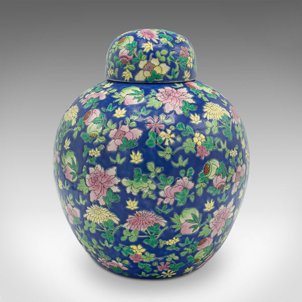 Vintage Art Deco Ginger Jar, Chinese, Ceramic, Decorative Spice Pot, Mid Century