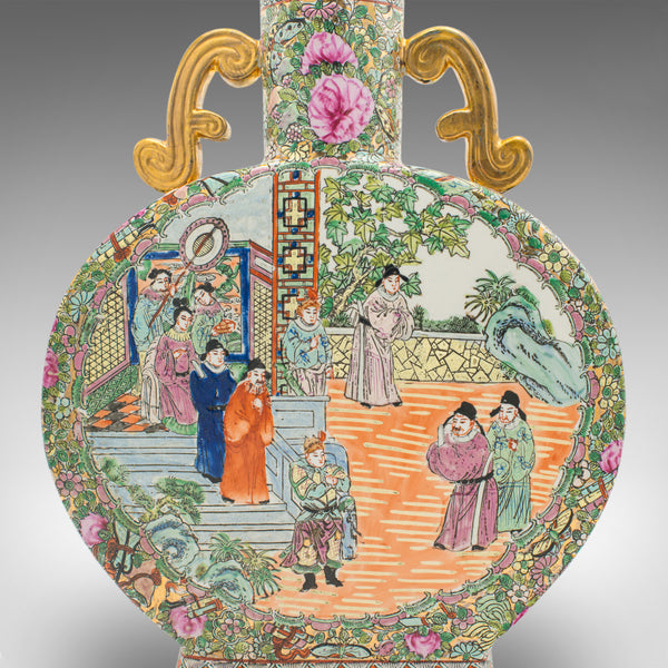 Large Antique Moon Vase, Chinese Ceramic, Decorative Flower Urn, Victorian, Qing