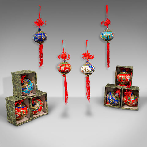 Set Of 10 Vintage Festival Lanterns, Chinese, Decorative Tree Bauble, Oriental