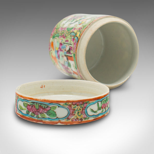 Small Antique Famille Rose Spice Jar, Chinese Ceramic, Decorative Pot, Victorian