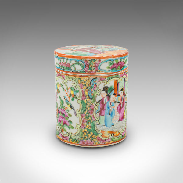 Small Antique Famille Rose Spice Jar, Chinese Ceramic, Decorative Pot, Victorian