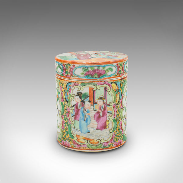 Small Antique Famille Rose Spice Jar, Chinese Ceramic, Decorative Pot, Victorian