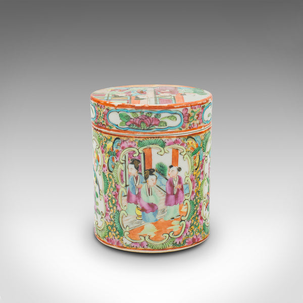 Small Antique Famille Rose Spice Jar, Chinese Ceramic, Decorative Pot, Victorian