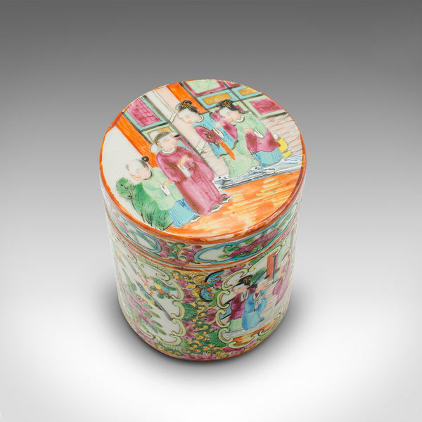 Small Antique Famille Rose Spice Jar, Chinese Ceramic, Decorative Pot, Victorian