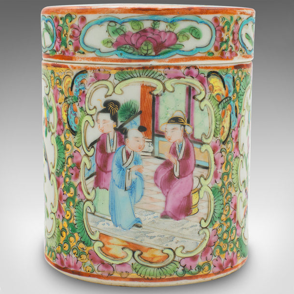 Small Antique Famille Rose Spice Jar, Chinese Ceramic, Decorative Pot, Victorian