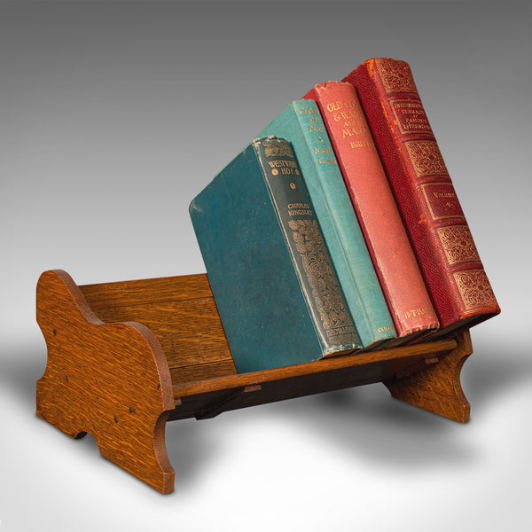 Pair Of Antique Extending Novel Rests, English, Oak, Book Trough, Edwardian