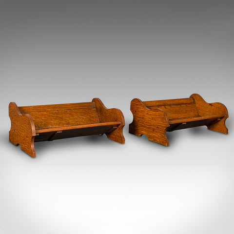 Pair Of Antique Extending Novel Rests, English, Oak, Book Trough, Edwardian