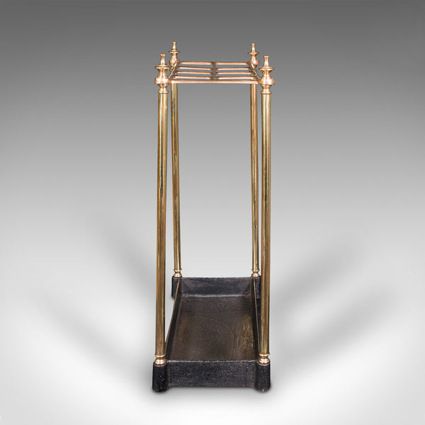 Antique Segmented Stick Stand, English, Brass, Hallway Rack, Victorian, C.1900