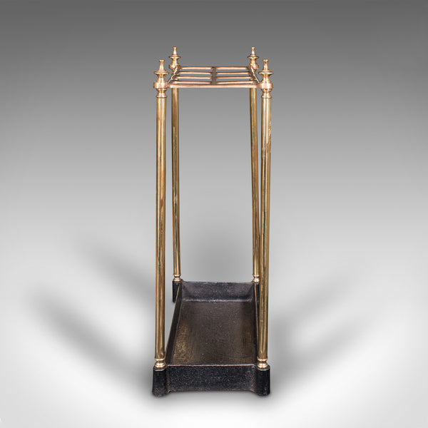 Antique Segmented Stick Stand, English, Brass, Hallway Rack, Victorian, C.1900