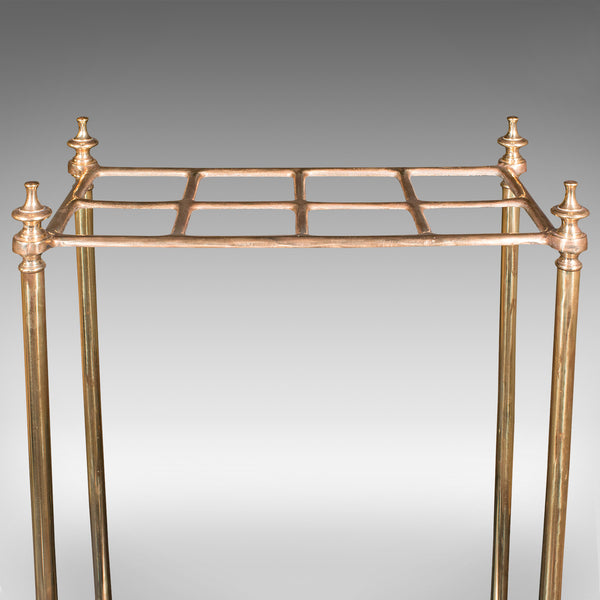 Antique Segmented Stick Stand, English, Brass, Hallway Rack, Victorian, C.1900