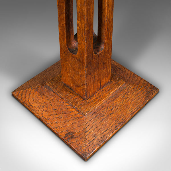 Small Antique Display Pedestal, English, Oak, Jardiniere, Bust Stand, Victorian