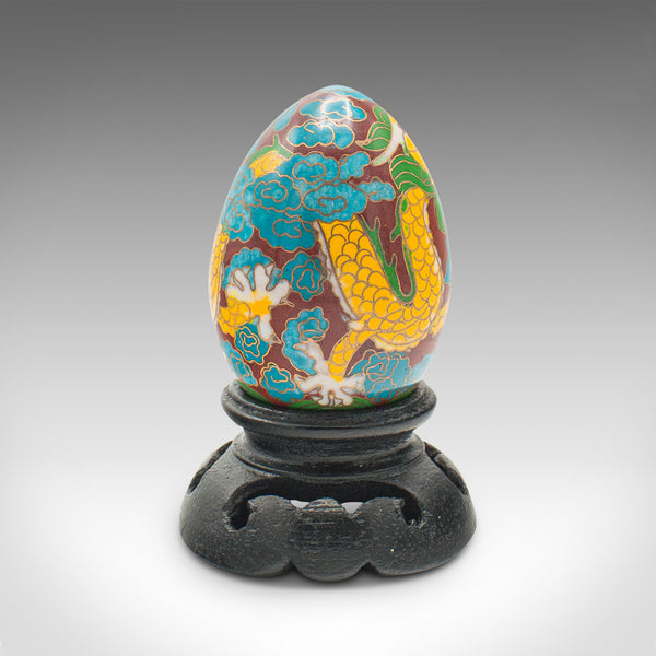 Small Vintage Cloisonne Decorative Egg, Chinese, Enamelled, Ornament, Circa 1970