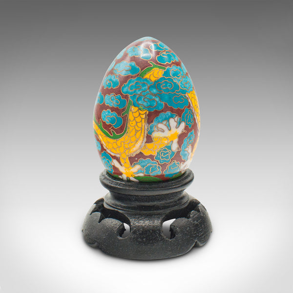 Small Vintage Cloisonne Decorative Egg, Chinese, Enamelled, Ornament, Circa 1970