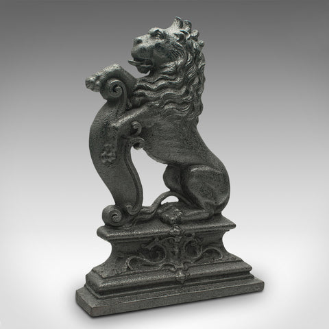 Antique Lion Rampant Doorstop, English, Iron, Decorative, Door Keeper, Victorian