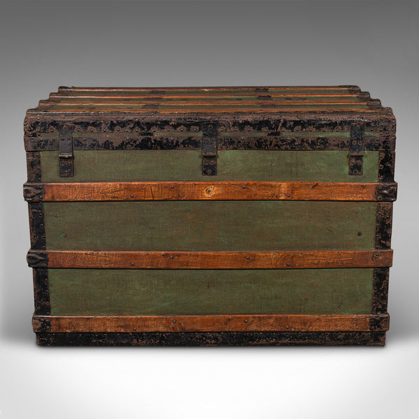 Large Antique Steamer Trunk, Scottish, Canvas, Shipping Chest, Victorian, C.1890