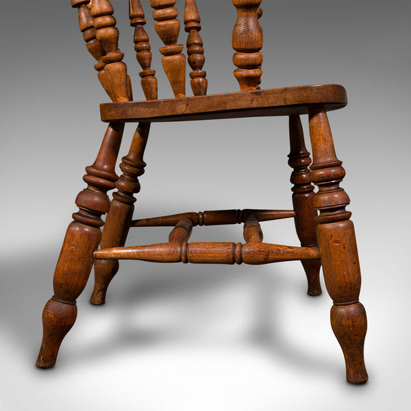 Antique Elbow Chair, English, Beech, Smoker's Bow, Captain Seat, Victorian, 1880