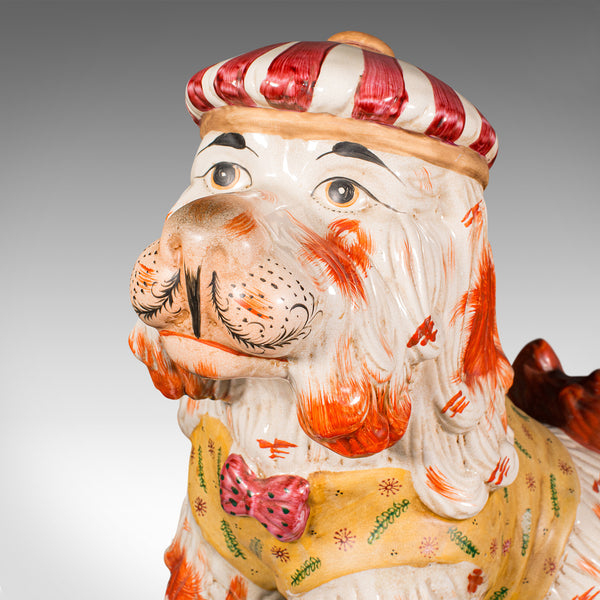 Very Large Antique Decorative Dog, English, Ceramic, Life Size Figure, Victorian