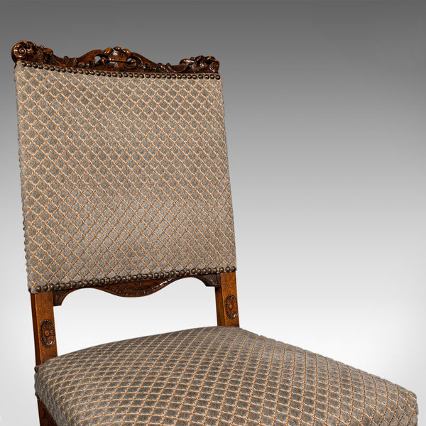Set of 8 Antique Dining Chairs, English, Walnut, Carver, Seat, Edwardian, C.1910