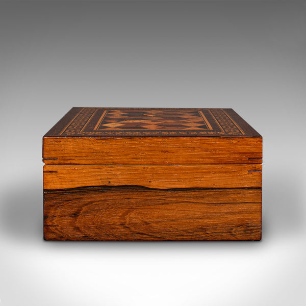 Antique Decorative Cigar Box, English, Tunbridge Ware, Keepsake, Desk, Victorian