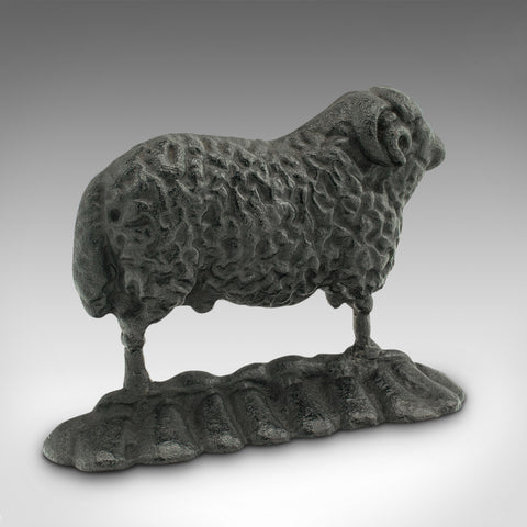 Antique Sheep Doorstop, English, Cast Iron, Decorative Farmhouse Keep, Victorian
