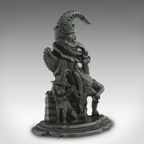 Antique Mr Punch Doorstop, English, Cast Iron, Figure, Door Keeper, Victorian