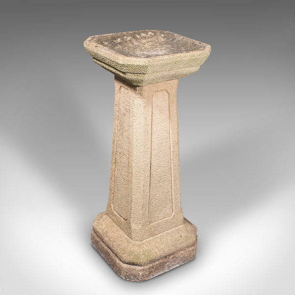 Antique Garden Bird Bath, English, Stone, Pedestal, Trough, Outdoor, Edwardian