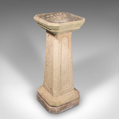 Antique Garden Bird Bath, English, Stone, Pedestal, Trough, Outdoor, Edwardian