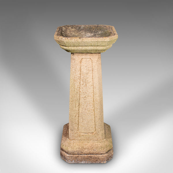 Antique Garden Bird Bath, English, Stone, Pedestal, Trough, Outdoor, Edwardian
