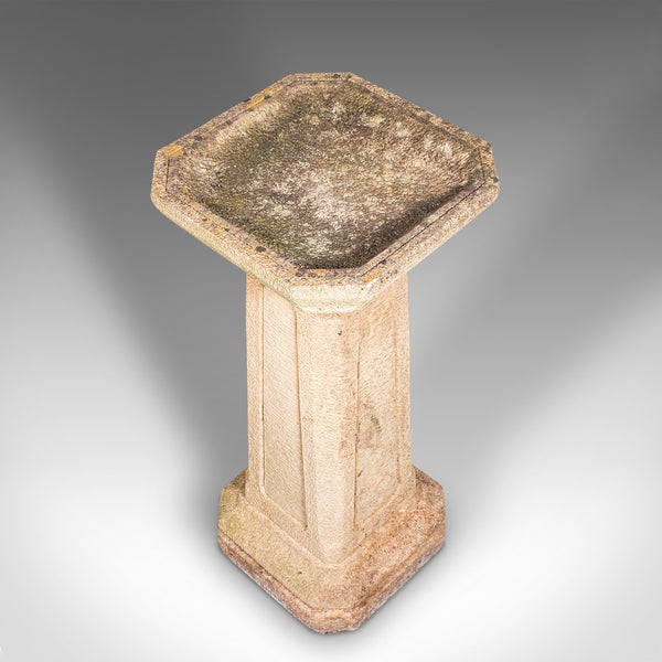Antique Garden Bird Bath, English, Stone, Pedestal, Trough, Outdoor, Edwardian