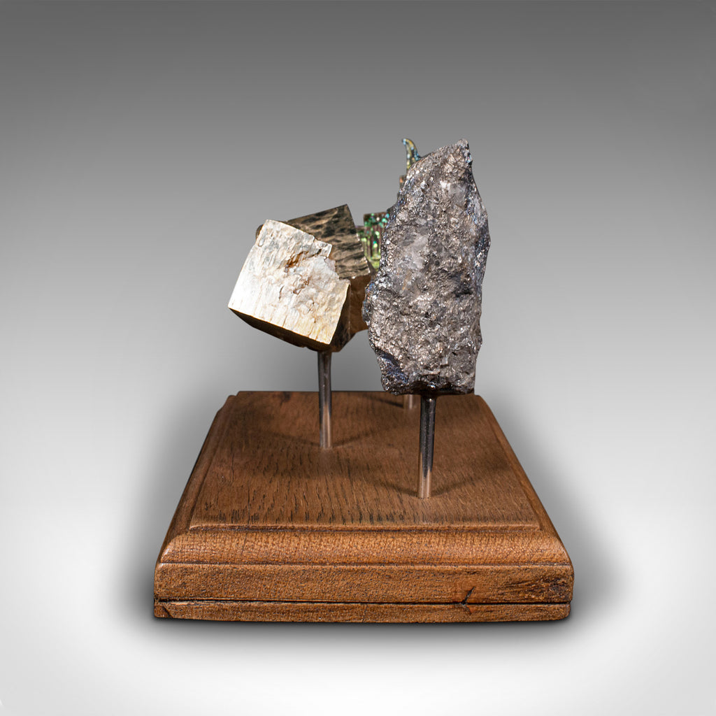 Set of Vintage Rare Earth Metals, Continental, Decorative Display, Oak ...