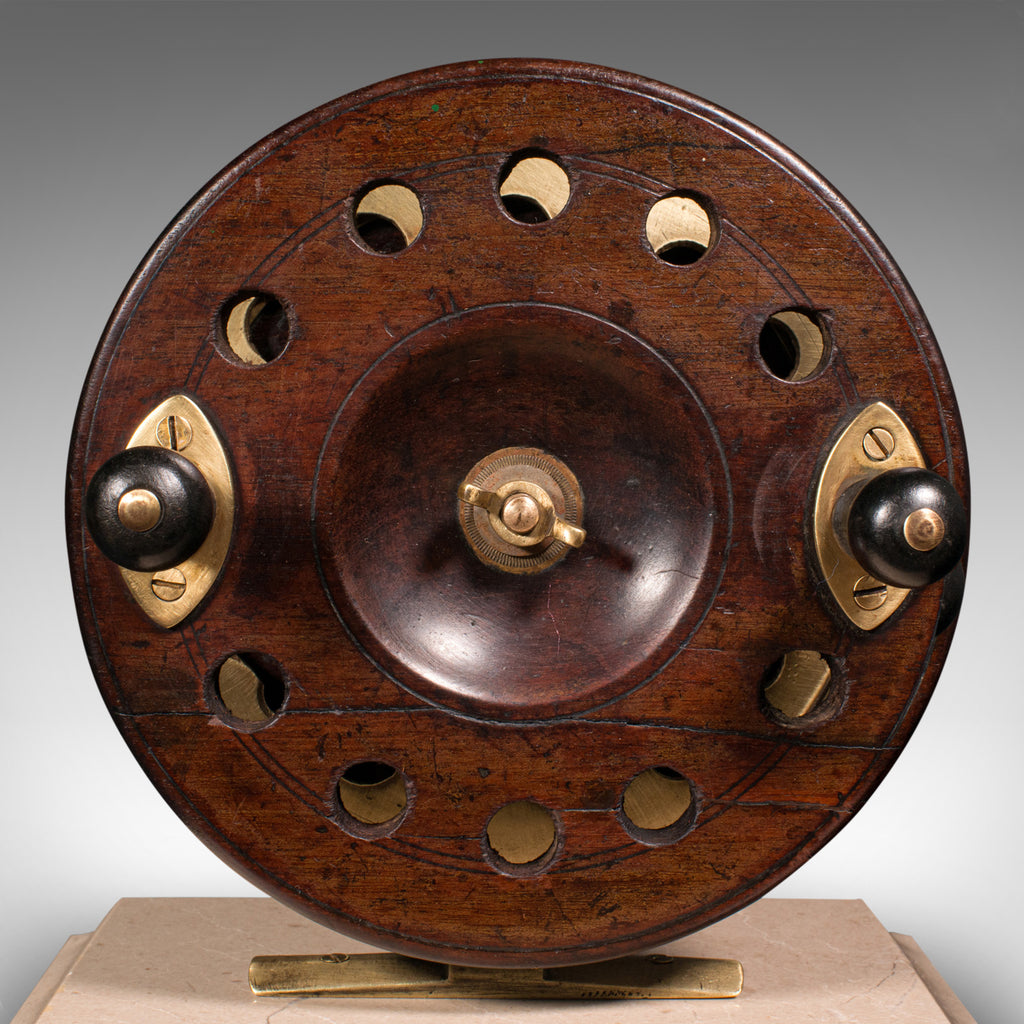 antique fishing reels uk Antique Mounted Fishing Reel, English Brass, Decorative, Travertine... – London Fine Antiques