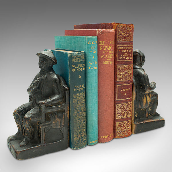 Pair Of Antique Figurative Bookends, Dutch, Book Rest, Desktop, Victorian, 1900