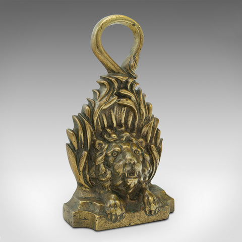 Heavy Antique Lion Doorstop, English, Brass, Decorative, Door Keep, Victorian