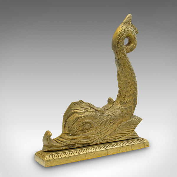 Antique Fish Doorstop, English, Brass, Decorative, Door Keeper, Edwardian, 1910