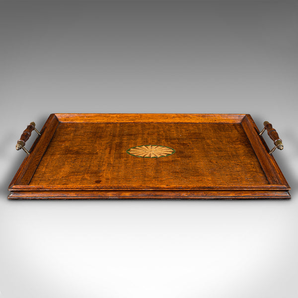 Antique Serving Tray, English, Oak, Brass, Afternoon Tea, Edwardian, Circa 1910