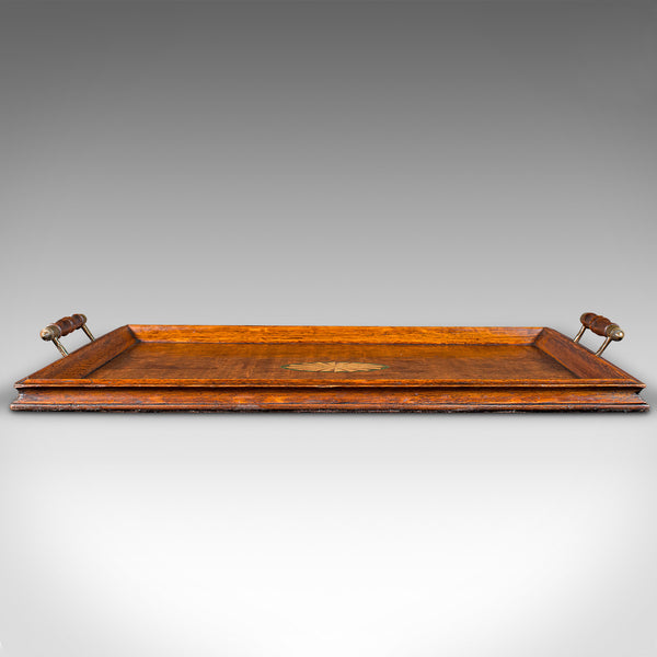 Antique Serving Tray, English, Oak, Brass, Afternoon Tea, Edwardian, Circa 1910