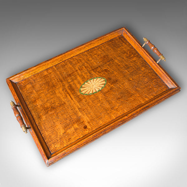 Antique Serving Tray, English, Oak, Brass, Afternoon Tea, Edwardian, Circa 1910