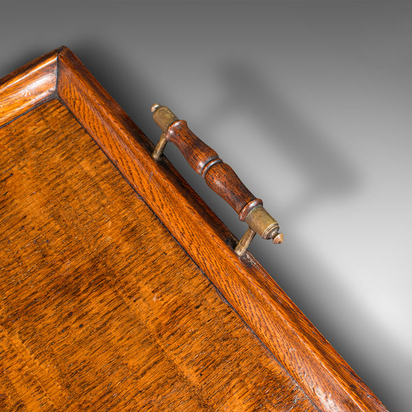 Antique Serving Tray, English, Oak, Brass, Afternoon Tea, Edwardian, Circa 1910