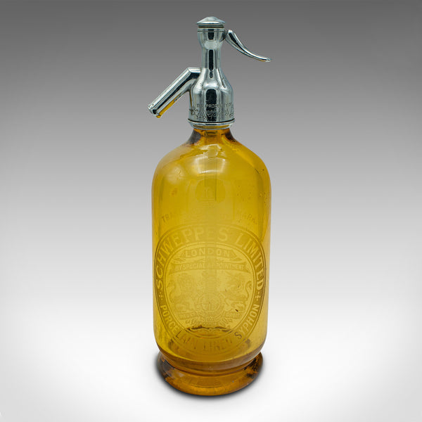 Pair Of Vintage Amber Soda Syphons, English, Decor, Glass, Bistro Seltzer Bottle